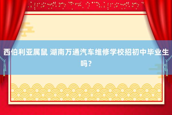 西伯利亚属鼠 湖南万通汽车维修学校招初中毕业生吗？