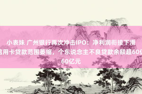 小表妹 广州银行再次冲击IPO：净利润衔接下滑，信用卡贷款范围萎缩，个东说念主不良贷款余额超60亿元