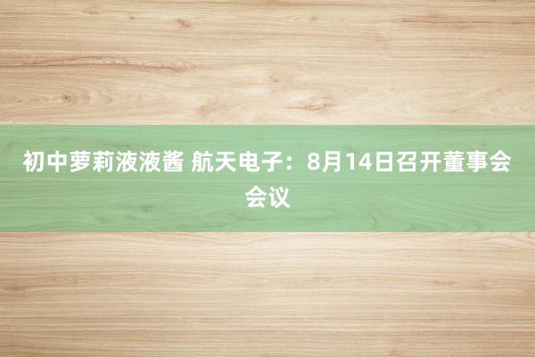 初中萝莉液液酱 航天电子：8月14日召开董事会会议