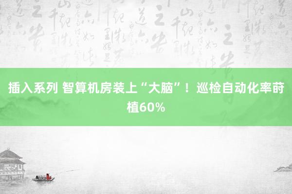 插入系列 智算机房装上“大脑”！巡检自动化率莳植60%