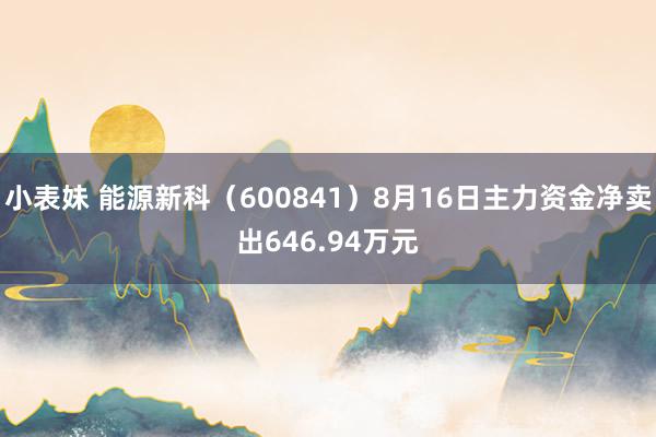 小表妹 能源新科（600841）8月16日主力资金净卖出646.94万元