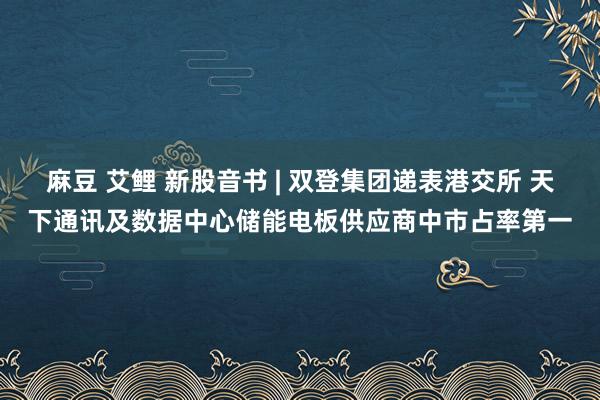 麻豆 艾鲤 新股音书 | 双登集团递表港交所 天下通讯及数据中心储能电板供应商中市占率第一